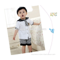 Wholesale England style 3pcs navy uniform for baby boy' clothes set,including shirt,pants and hat